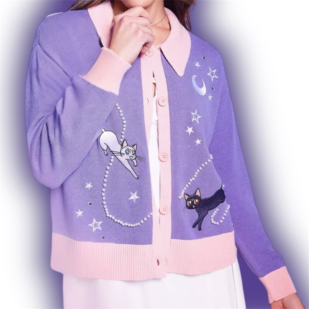 Pretty Guardian Sailor Moon Luna, Artemis, & Diana Starry Women's Cardigan